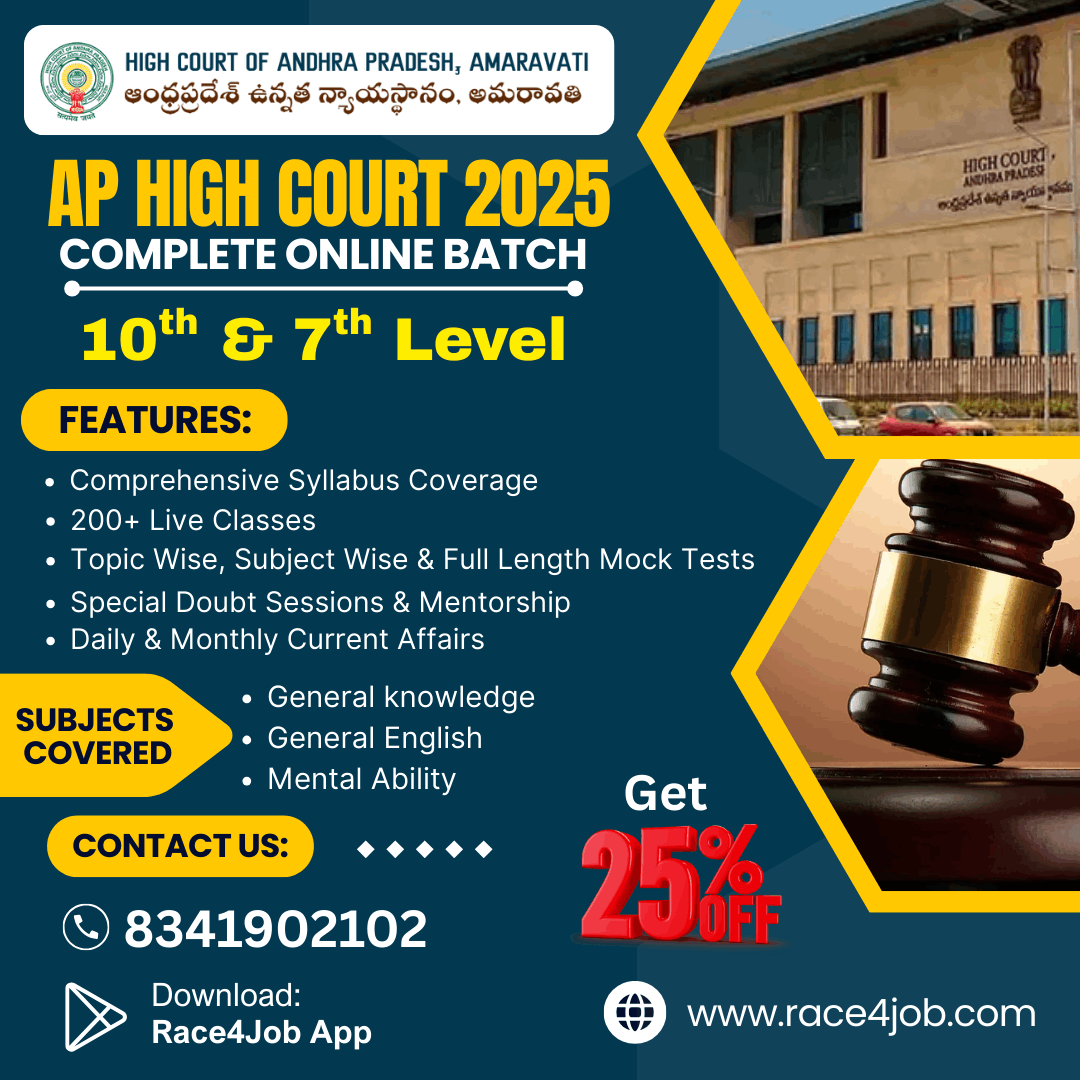 AP High Court 2025 – Complete Online Recorded Batch - 10th & 7th Class Level Posts