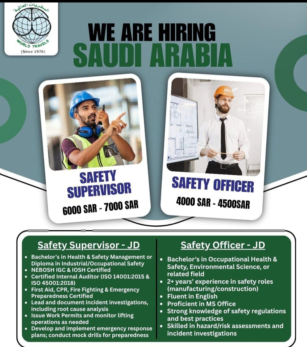 Job Vacancy in Saudi Arabia for Safety Officer 