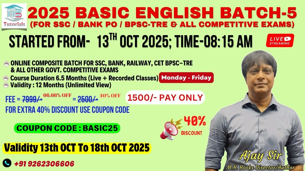 2025 BASIC ENGLISH BATCH-5 (Live 13th Oct; 8:15 AM )