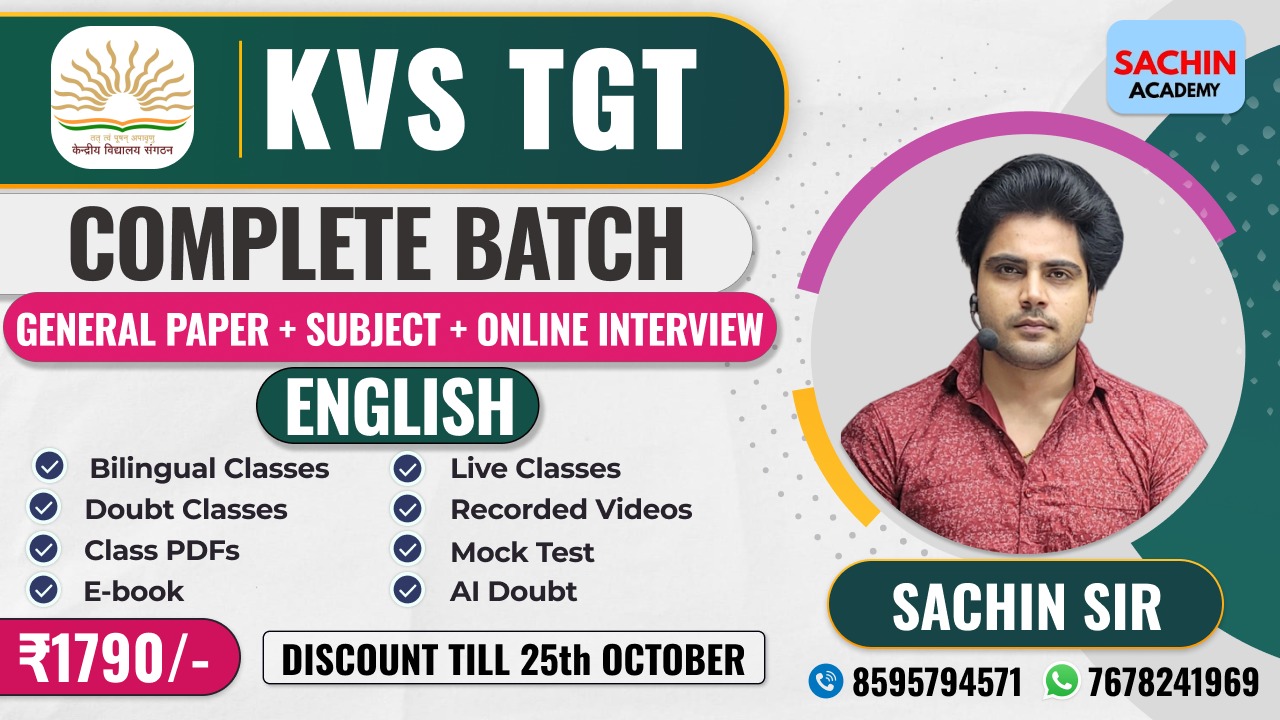 KVS TGT COMPLETE BATCH - ENGLISH (GENERAL PAPER + ONLINE INTERVIEW)