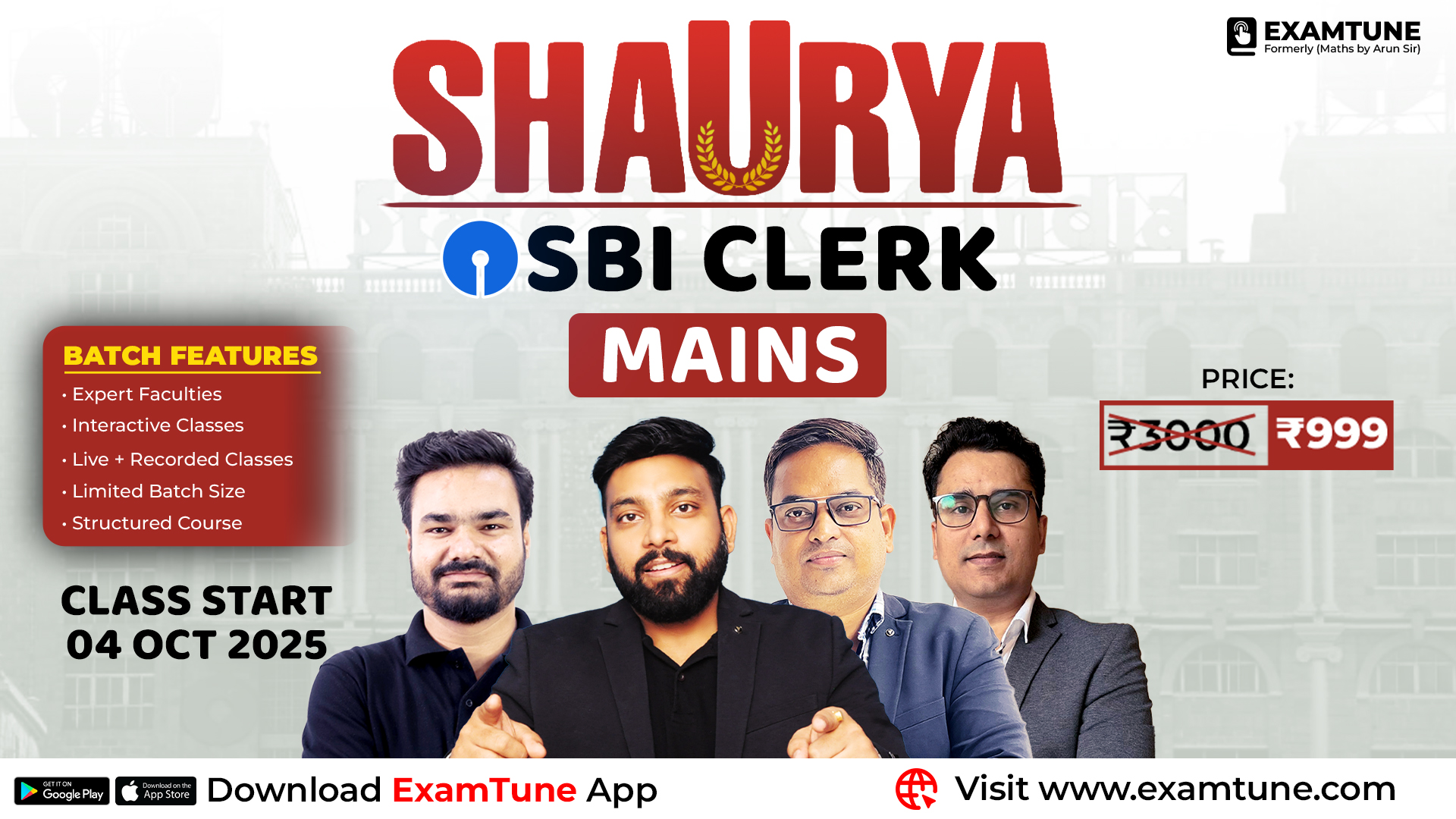 SHAURYA – SBI Clerk Mains Batch 2025 All Subject