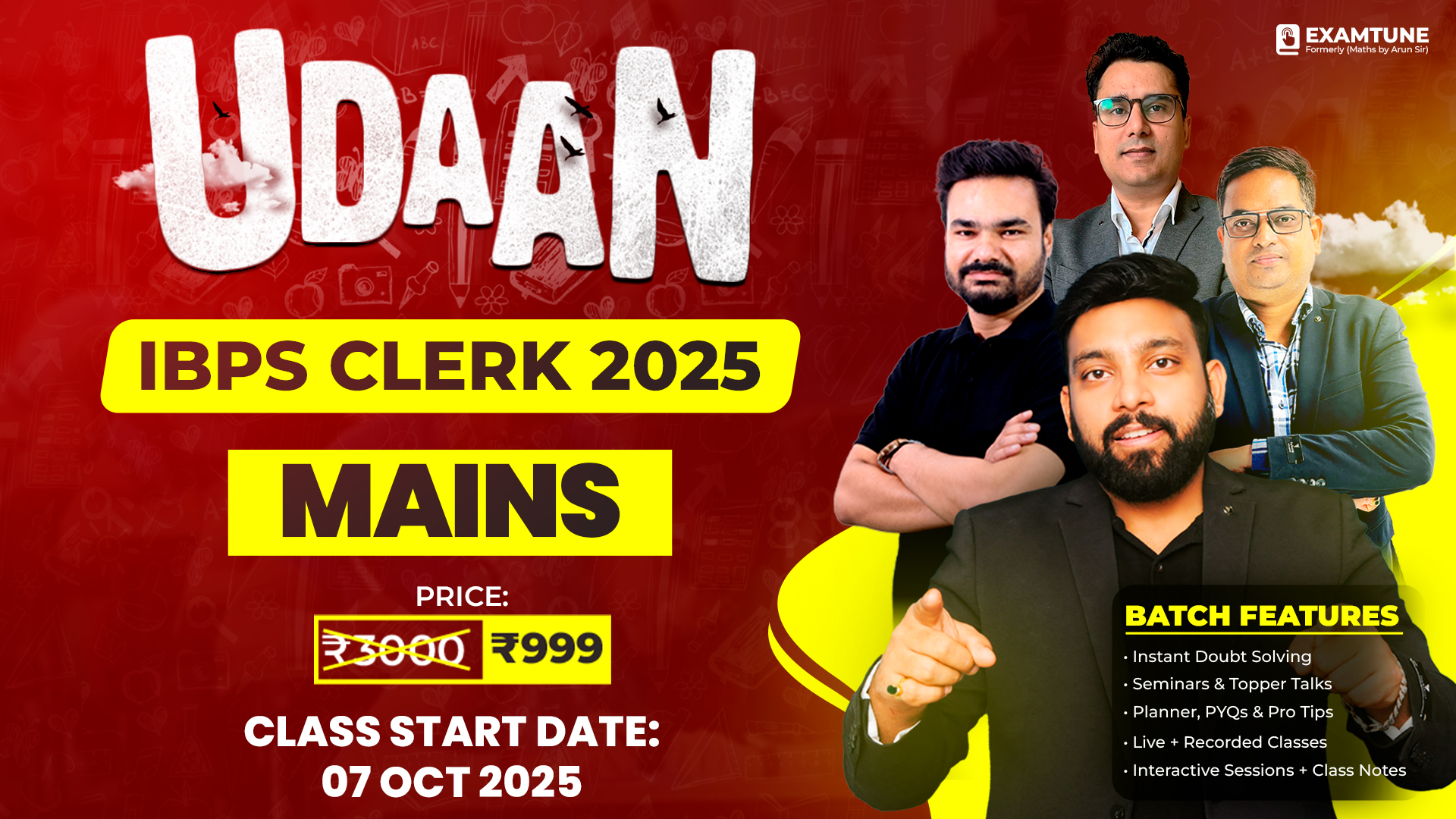 Udaan Batch for IBPS Clerk Mains All Subjects 2025-26