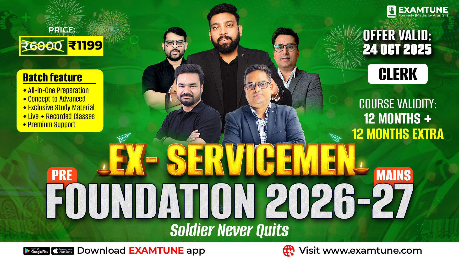 EX-SERVICEMEN FOUNDATION 2026–27 (Pre + Mains | Clerk Level)