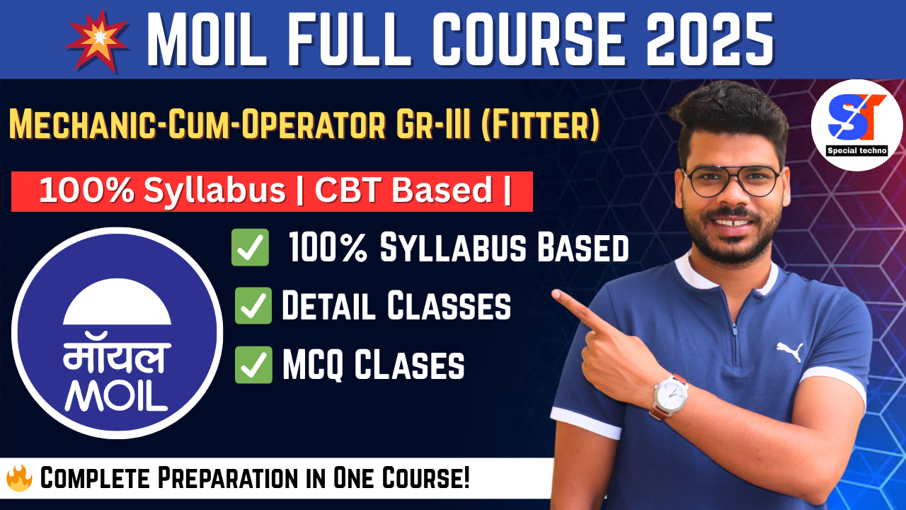 MOIL LIMITED Mechanic-Cum-Operator Gr-III(Fitter) FULL COURSE - 2025