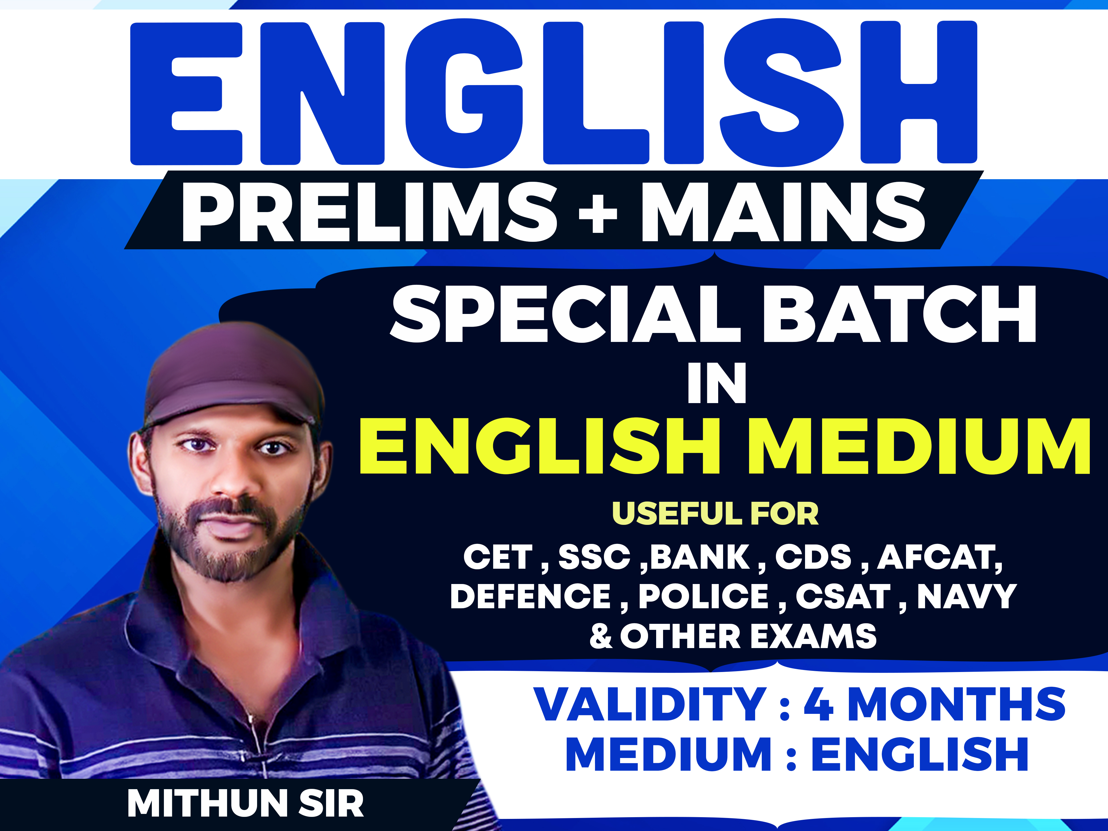 ENGLISH (PRE+MAINS) | BASIC TO ADVANCED LEVEL BATCH (ENGLISH MEDIUM) | English Course | By Mithun Sir *