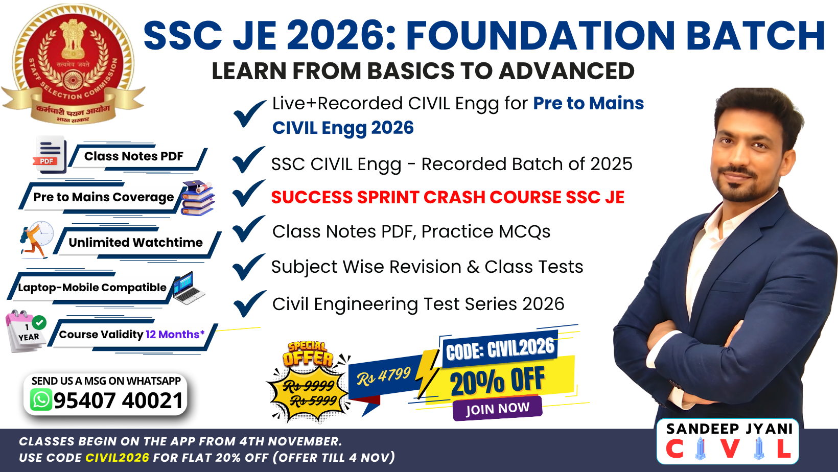 2026 SSC JE Civil Foundation Batch (Pre to Mains) CIVIL ONLY