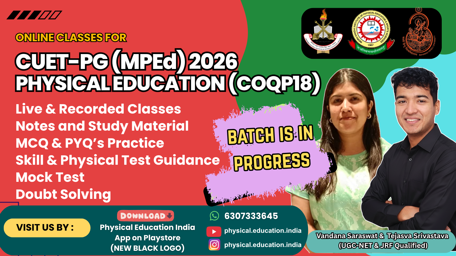 M.P.Ed (CUET-PG) 2026 Physical Education (COQP18)