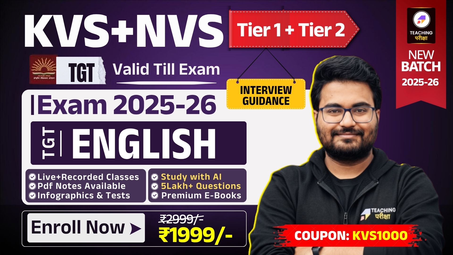 KVS NVS TGT ENGLISH (TIER 1 + TIER 2)2025 New Batch 695674