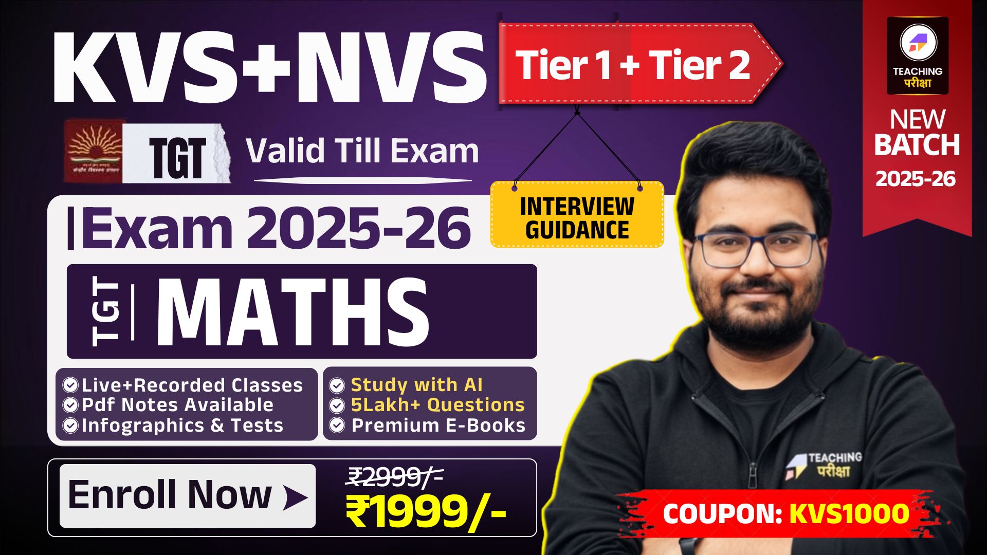 KVS NVS TGT MATHS 2025 (TIER 1 + TIER 2)New Batch 695667
