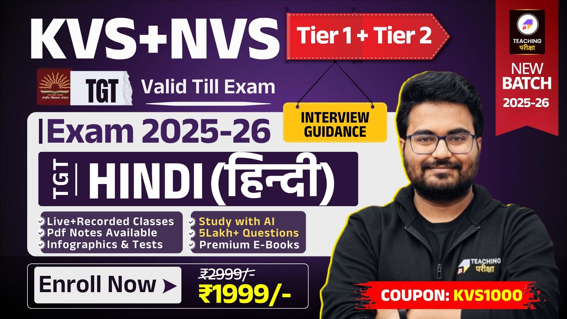 KVS NVS TGT HINDI (TIER 1 + TIER 2) 2025 New Batch 695668