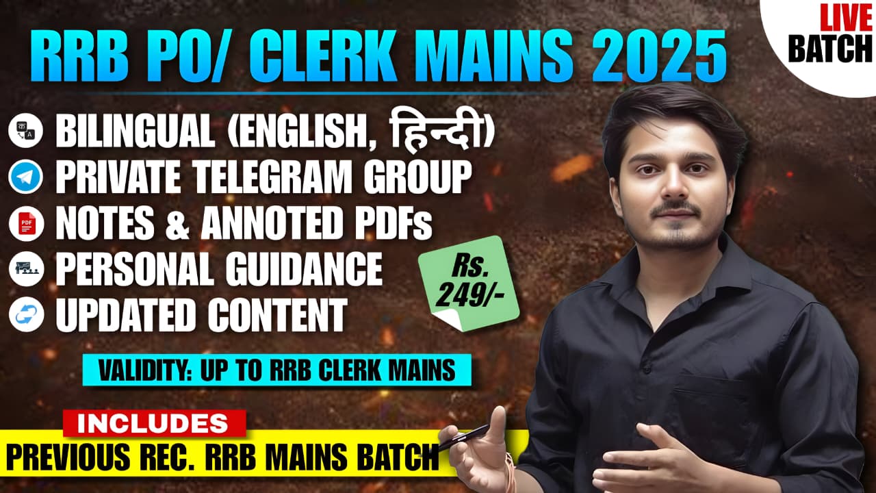 RRB PO/CLERK QUANT { Mains Live Batch } 2025 @249/-