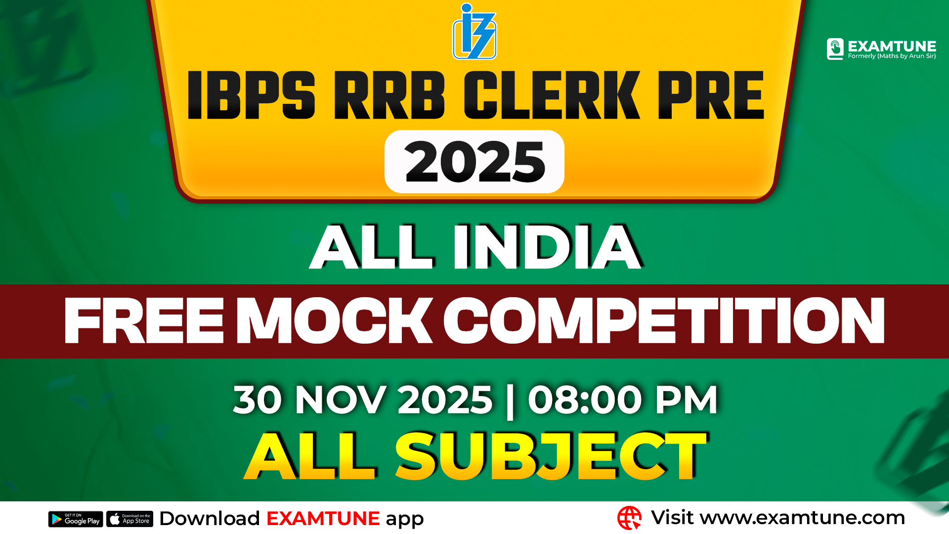 IBPS RRB Clerk Prelims 2025 – All India Free Mock Competition (All Subjects)