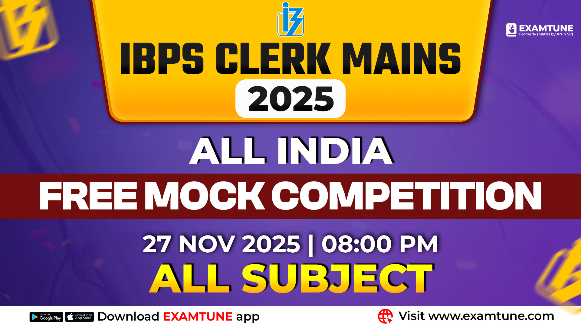 IBPS Clerk Mains 2025 – All India Free Mock Competition (All Subjects)