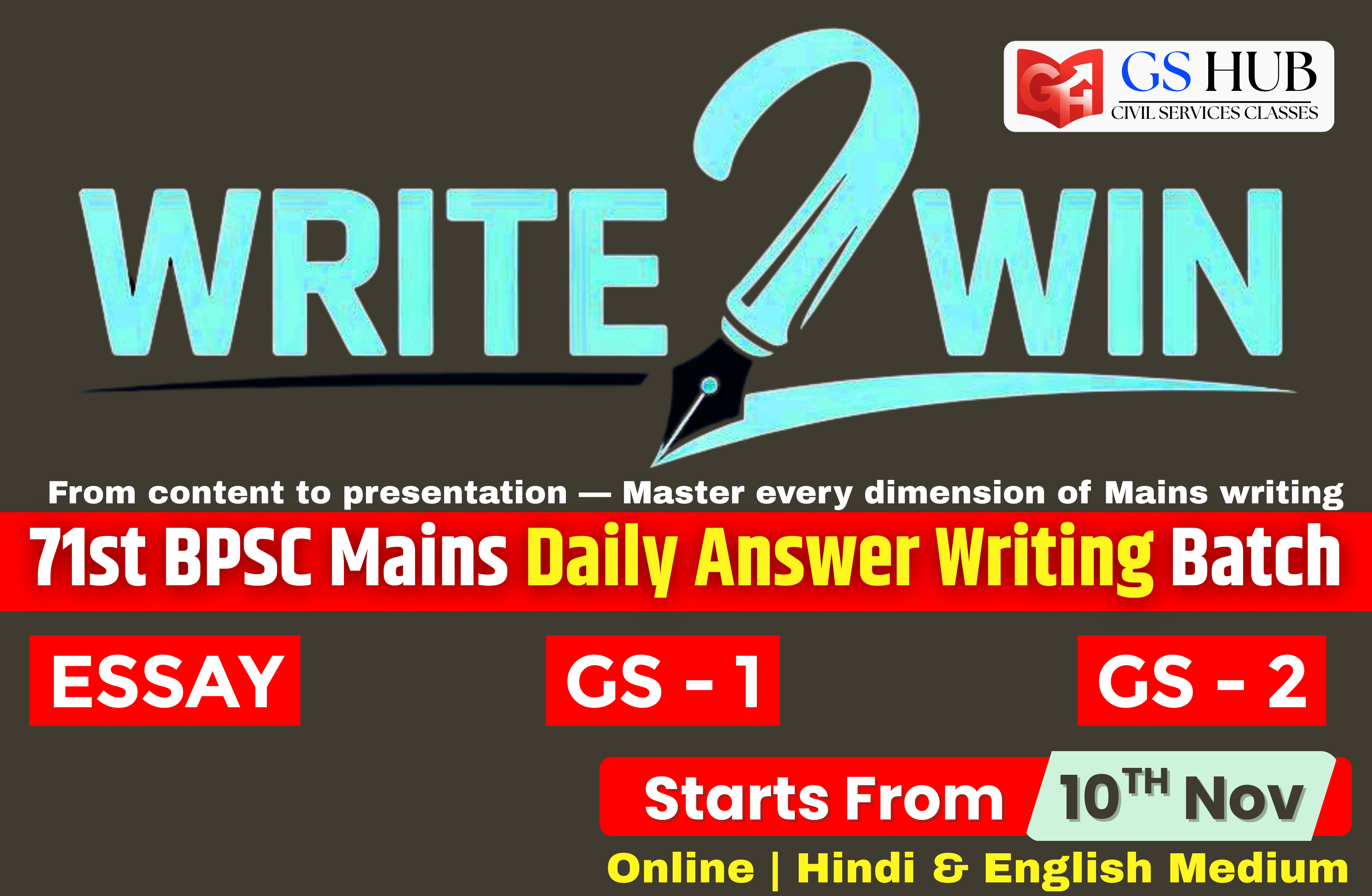 WRITE2WIN – 71st BPSC Mains Daily Answer Writing Batch