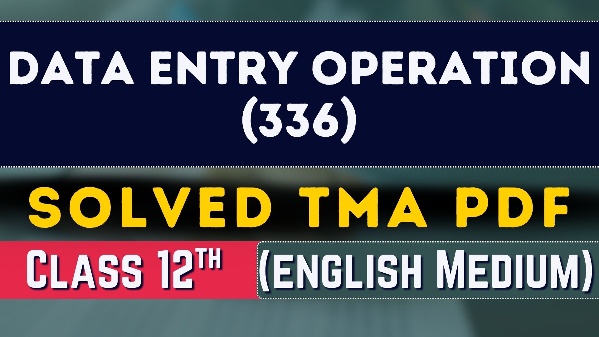 Data Entry Operation (336) Solved TMA 2026 (English Medium)