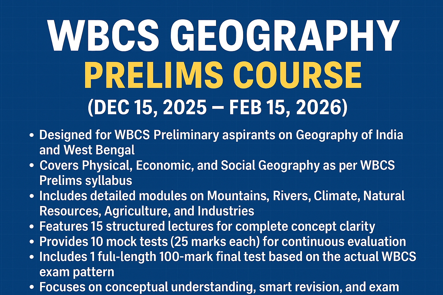 WBCS GeoPrep: India & West Bengal (Prelims)