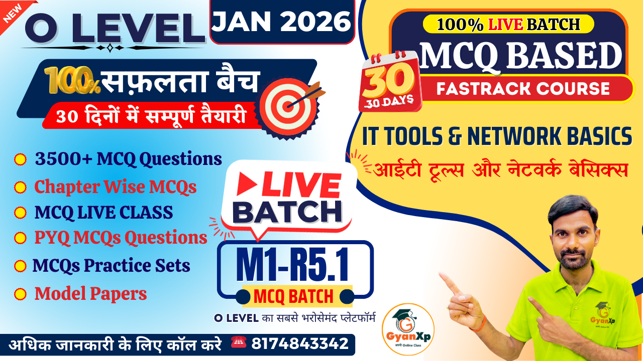 O Level IT Tools (M1-R5.1) MCQ Based Fastrack Course (JAN 2026)