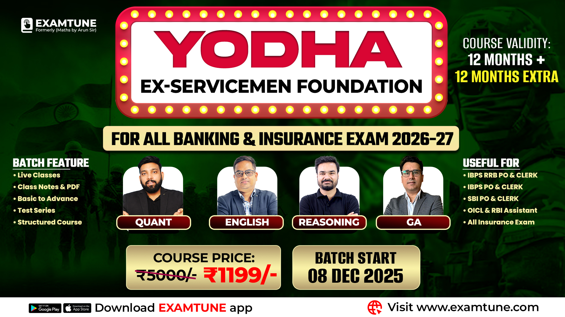 Ex - Servicemen - Yodha Banking Foundations Batch Prelims + Mains 2026-27 ( All Subjects )
