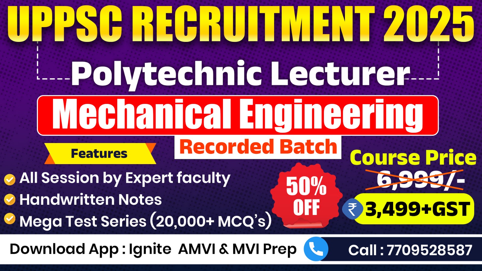 UPPSC Recruitment - 2025 Polytechnic Lecturer | Mechanical Engineering. Recorded Batch
