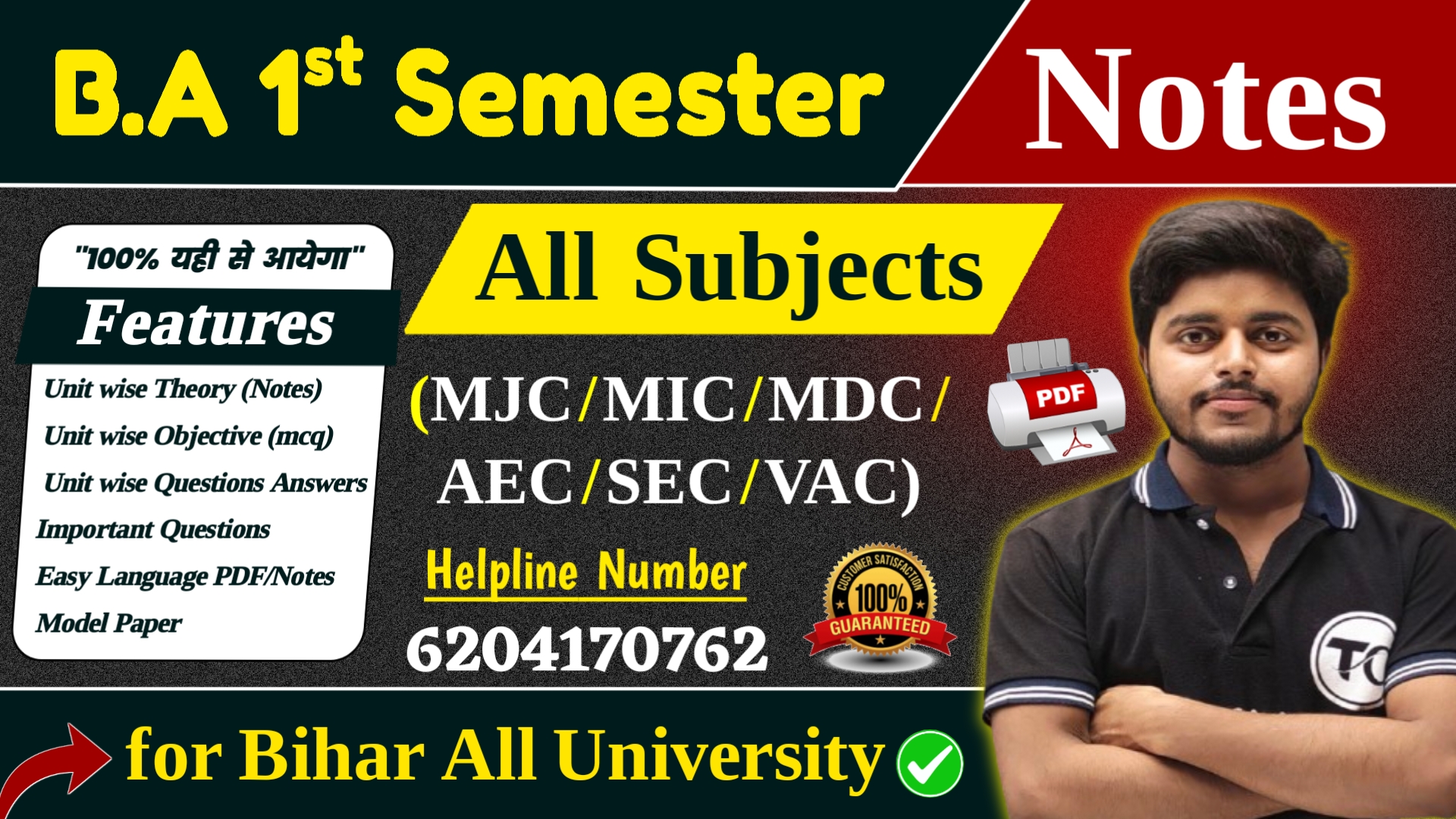 B.A 1st Semester Special Notes PDF