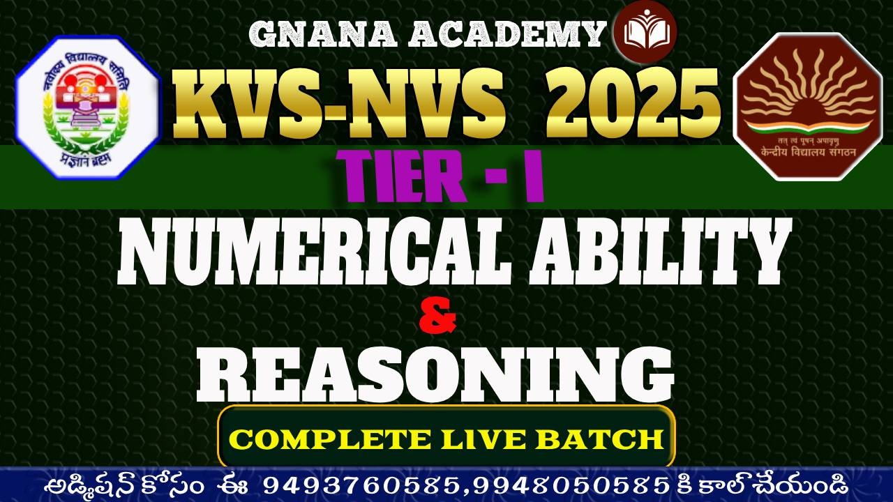 KVS & NVS || TIER-1 || 2025–26 NUMERICAL ABILITY & REASONING – COMPLETE LIVE BATCH BASIC TO ADVANCE LEVEL || TARGET 40/40 