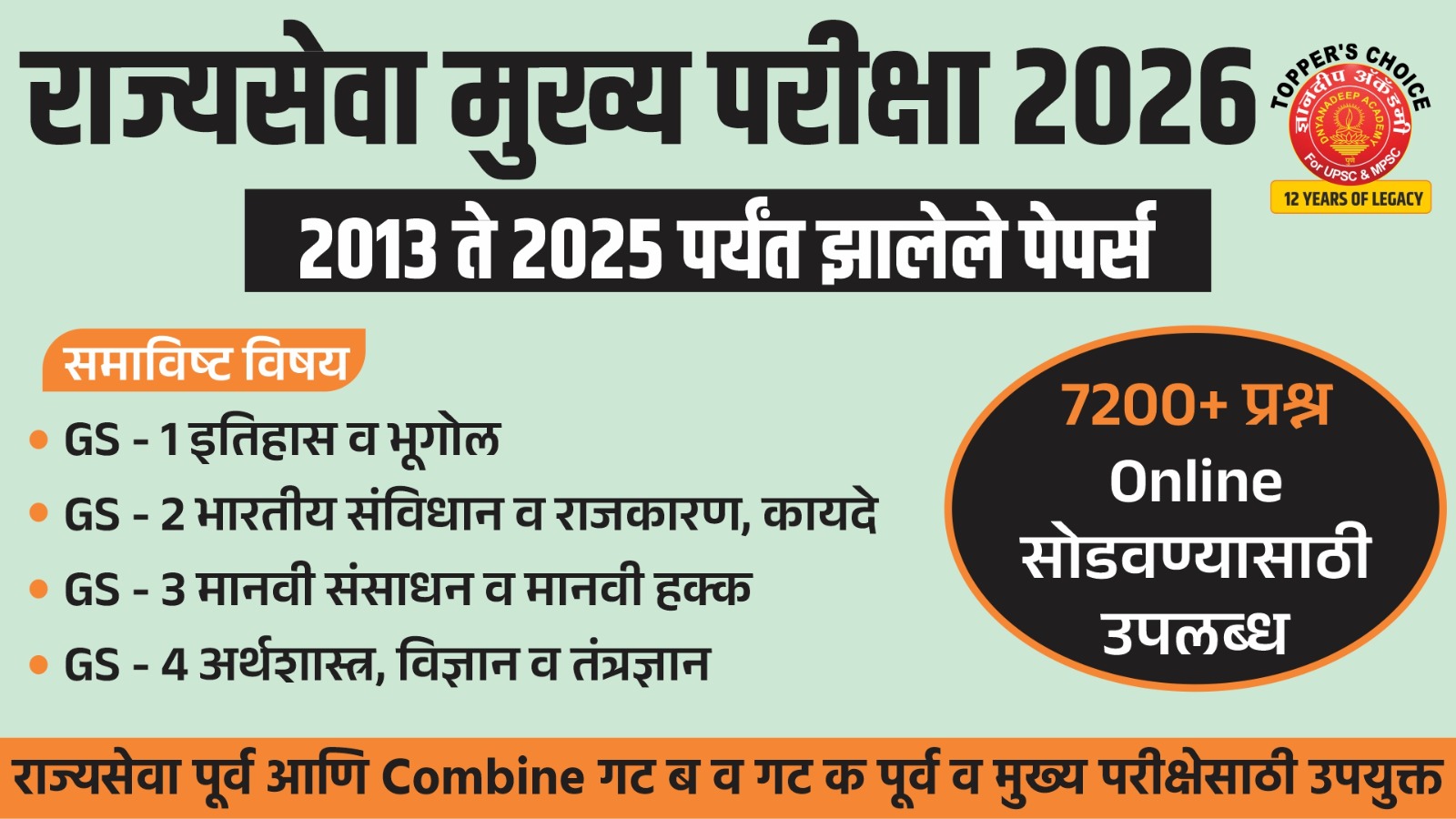  राज्यसेवा मुख्य परीक्षा 2013 ते 2025 पर्यंत झालेले सर्व पेपर्स