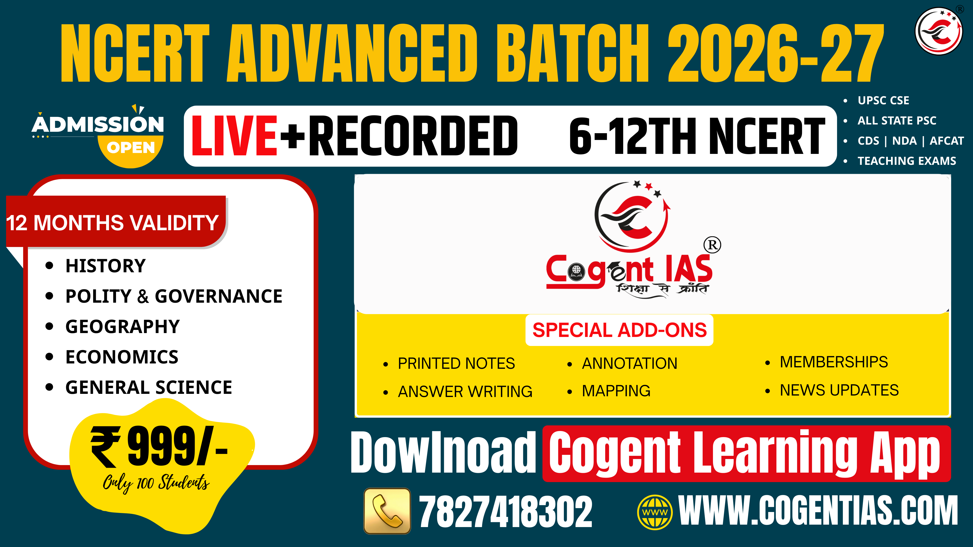 NCERT Advanced  Batch 2026-27 