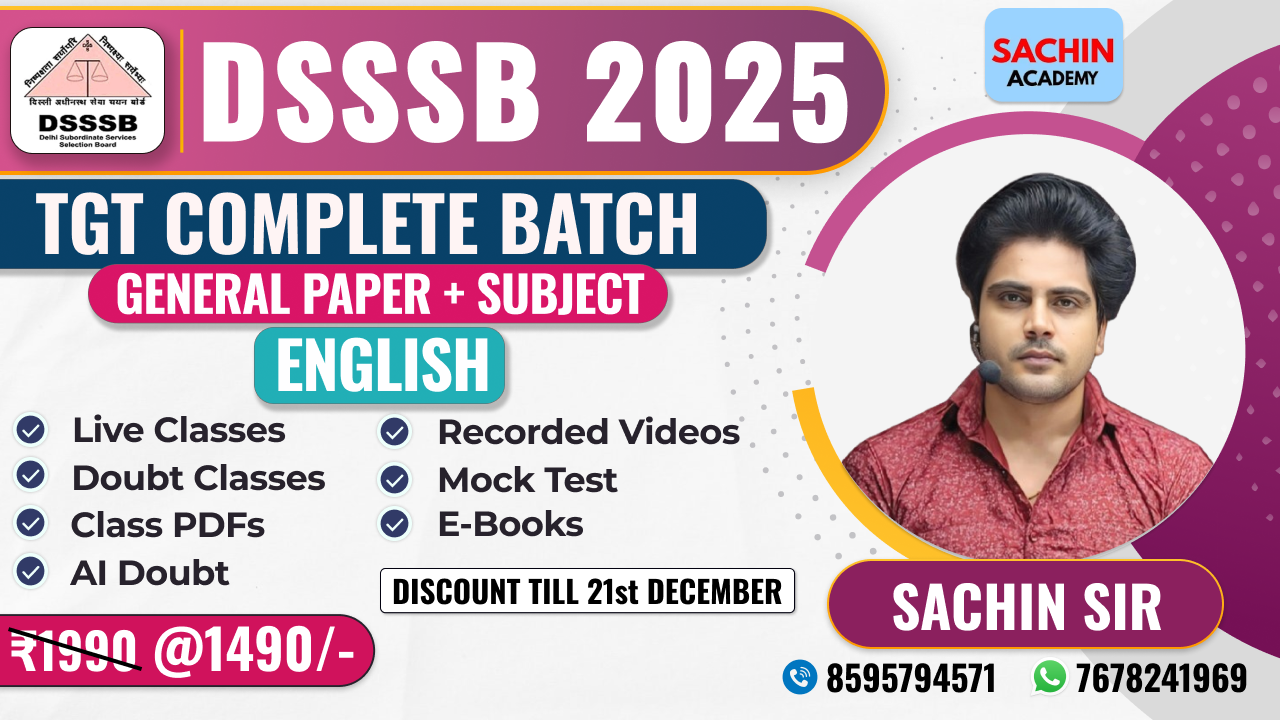 DSSSB TGT COMPLETE BATCH (GENERAL PAPER + ENGLISH)*