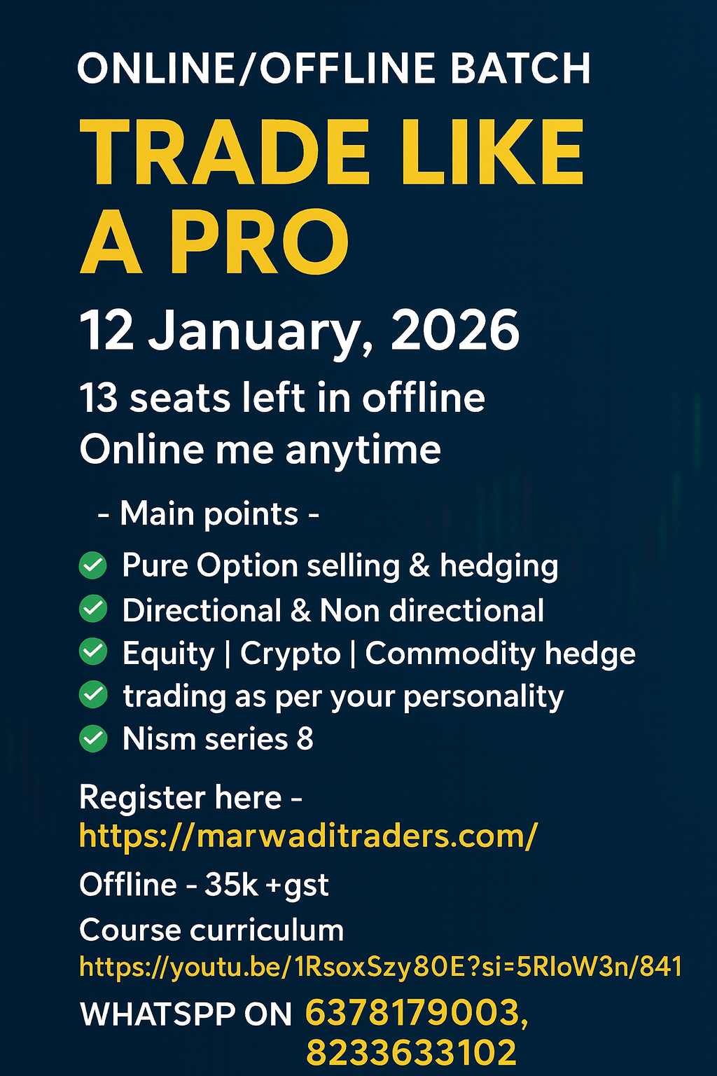 Trade Like A Pro - Online program Seat Book