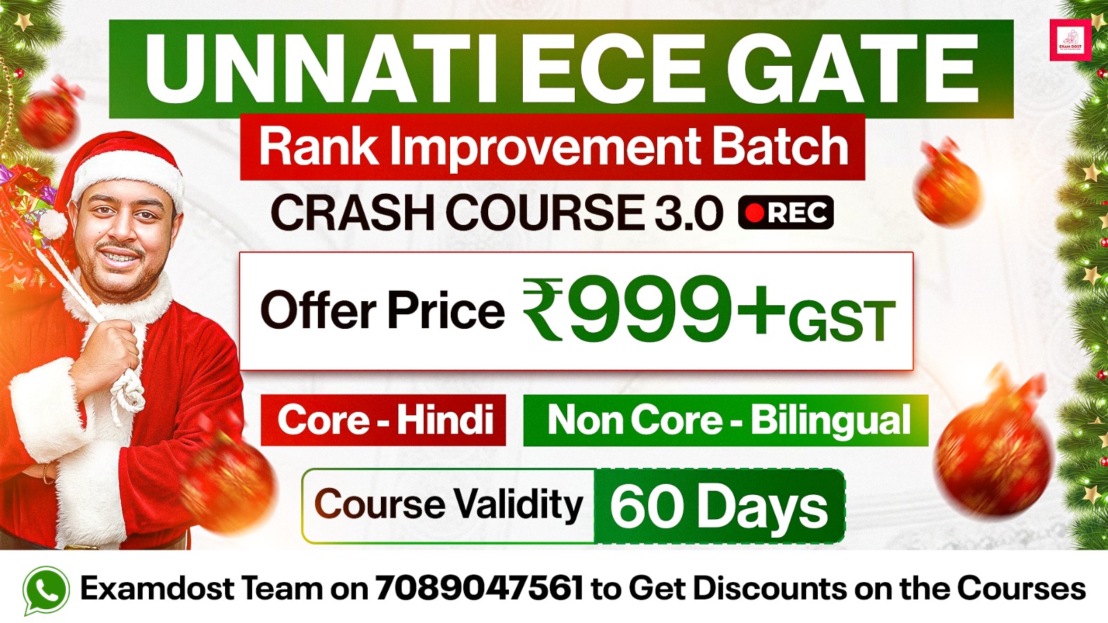 Unnati ECE GATE Rank Improvement Batch / Crash Course 3.0 ( Bilingual | Hindi ) - 60 Days 
