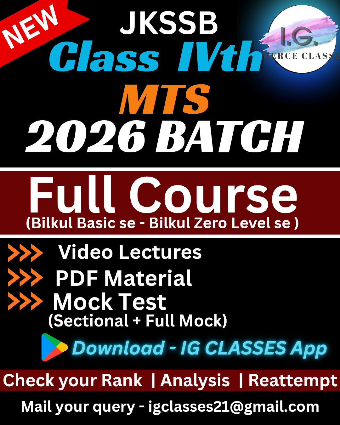 JKSSB CLASS IVth / MTS 2026 BATCH 