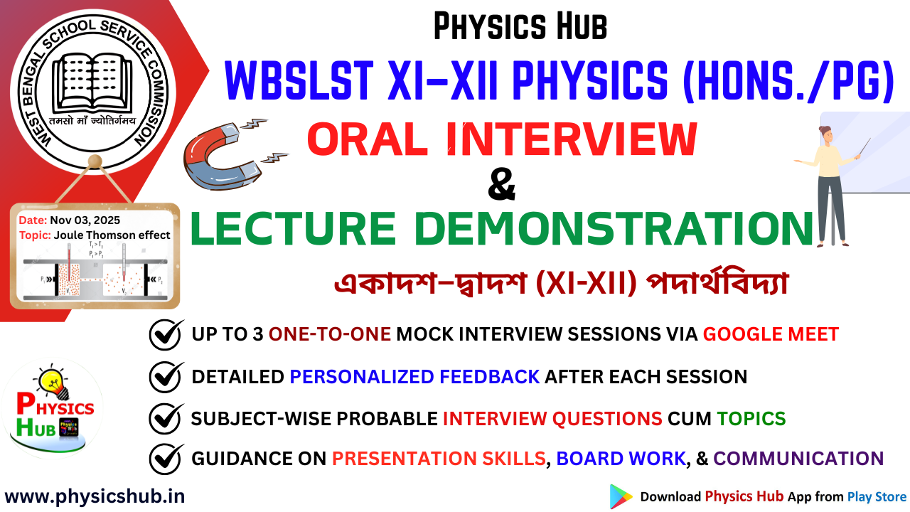 WBSLST 2025 XI–XII Physics (HONS./PG) – Oral Interview & Lecture Demonstration Preparation Program