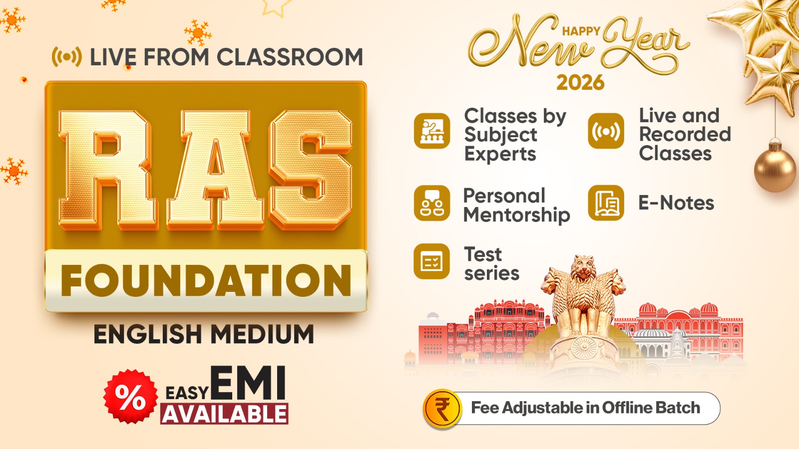 RAS Foundation Live from Classroom (English Medium) starts from January 2026