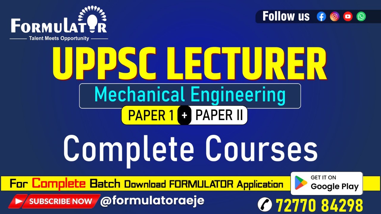 UPPSC Lecturer Mechanical Engineeing
