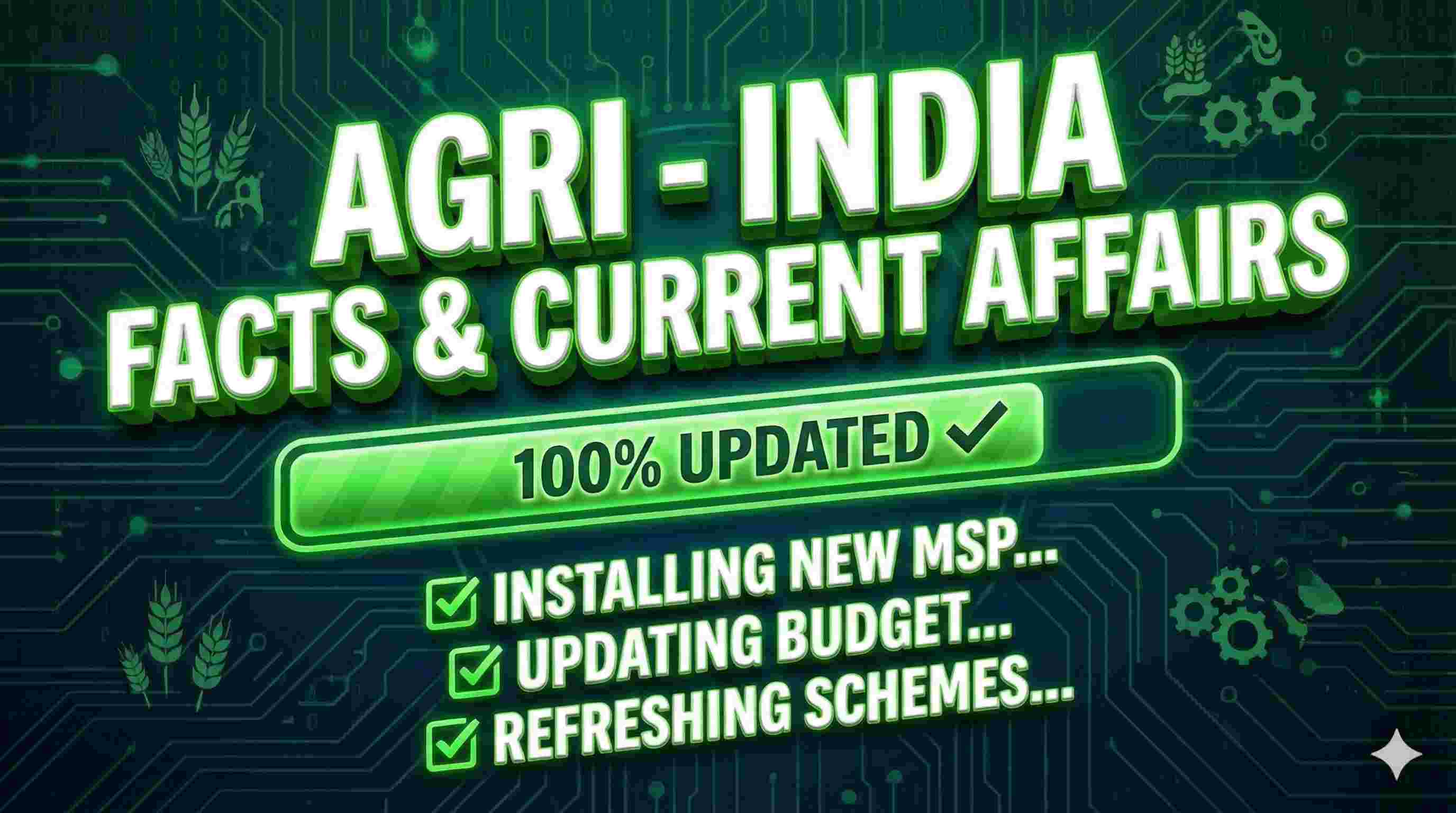 Agri - India Current Affairs & Schemes (Annual Pack) (Budget | Economic Survey | MSP | Forest Report | Census)