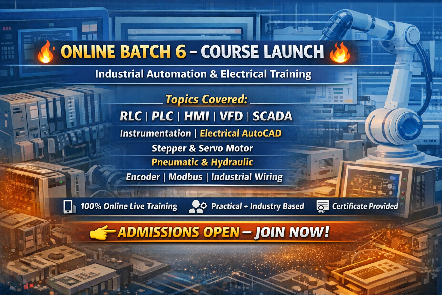 ONLINE BATCH 6 FULL INDUSTRIAL AUTOMATION TRAINING 3.5 MONTH 