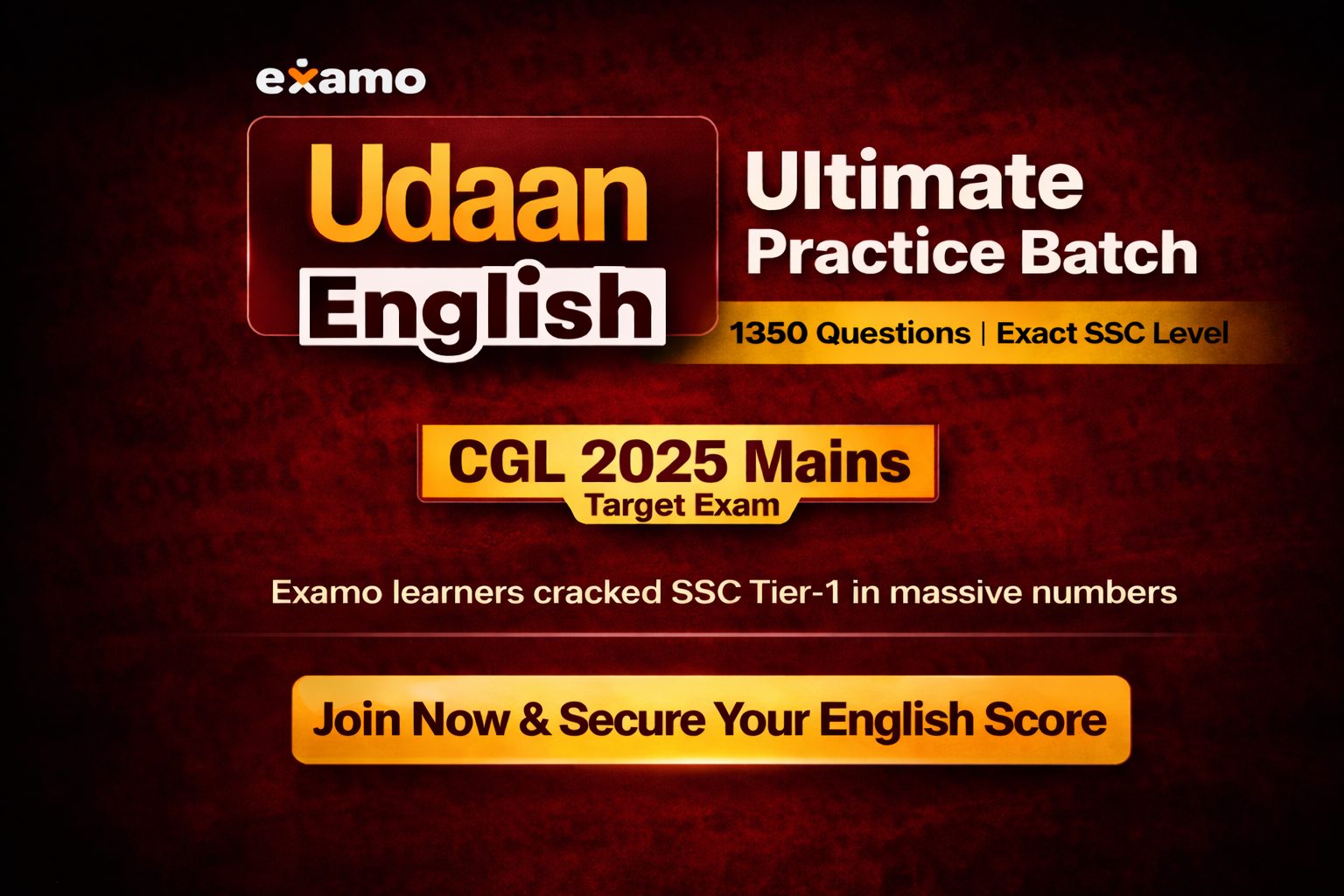 Udaan English Practice Batch for SSC CGL CHSL CPO 2025 (Tier 2)