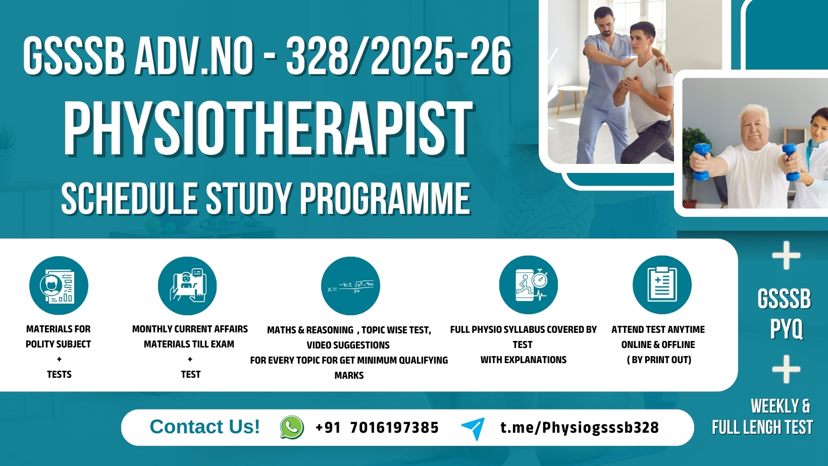 GSSSB - PHYSIOTHERAPIST- SCHEDULE STUDY PROGRAMME (SSP)