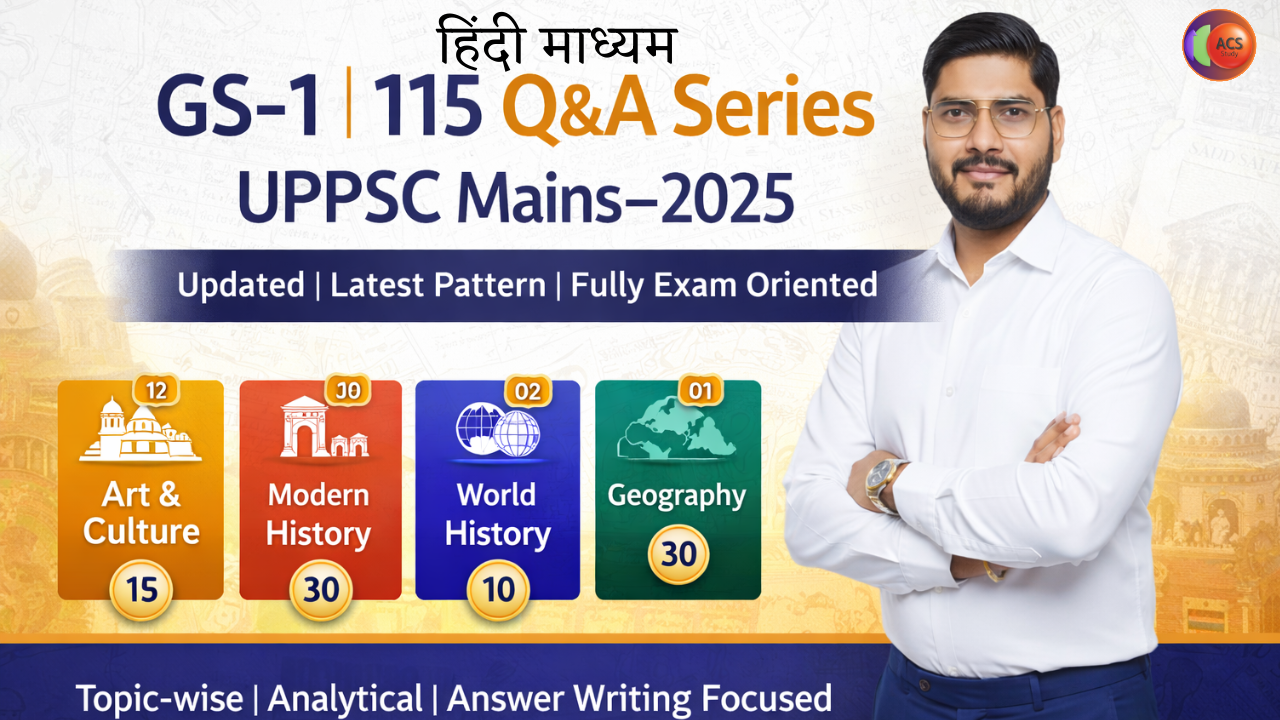 GS–1 | 115 प्रश्नोत्तरी शृंखला | UPPSC Mains–2025