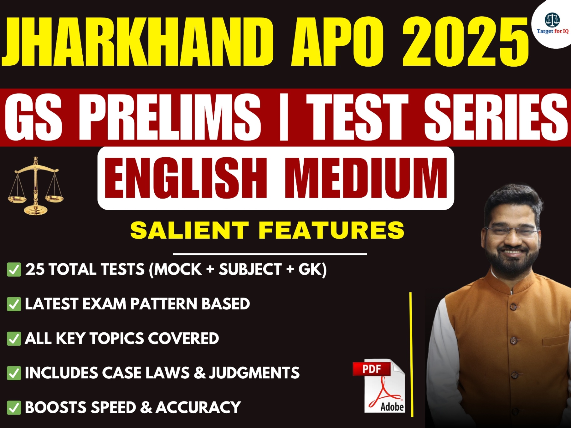 Jharkhand APO 2025 | GS Prelims | Test Series | English Medium