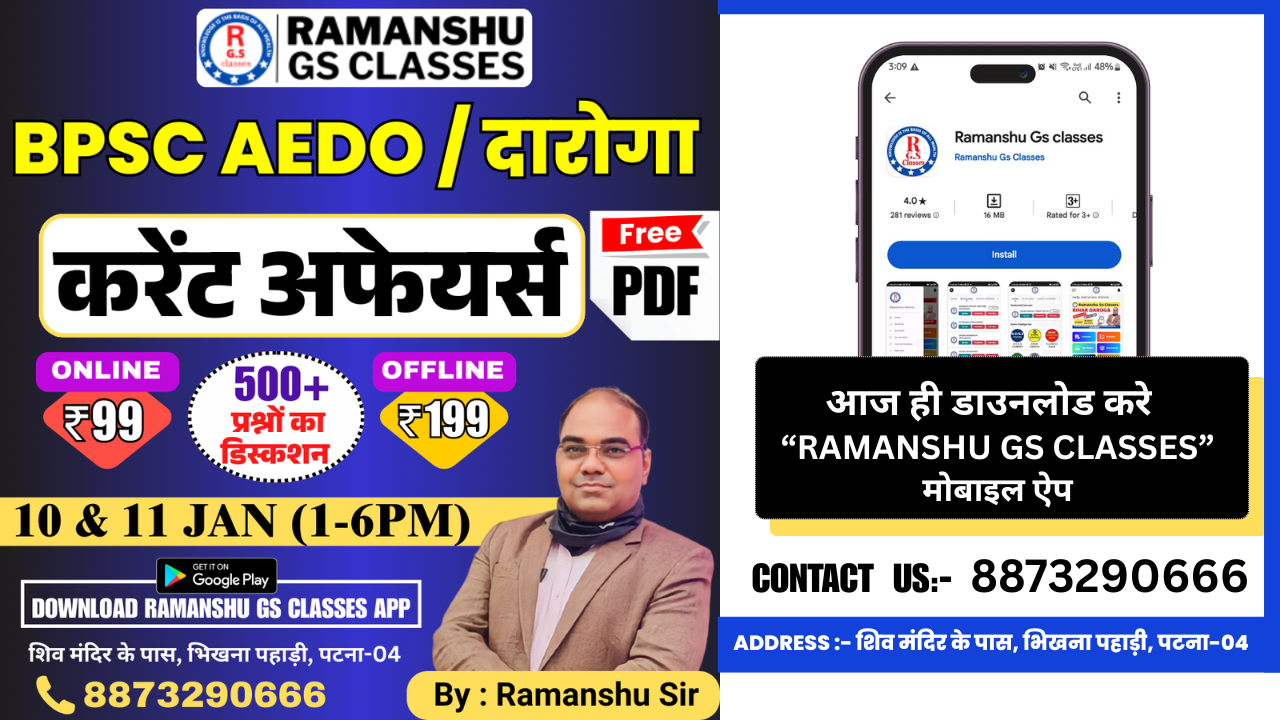 Current Affairs For AEDO AND बिहार दारोग