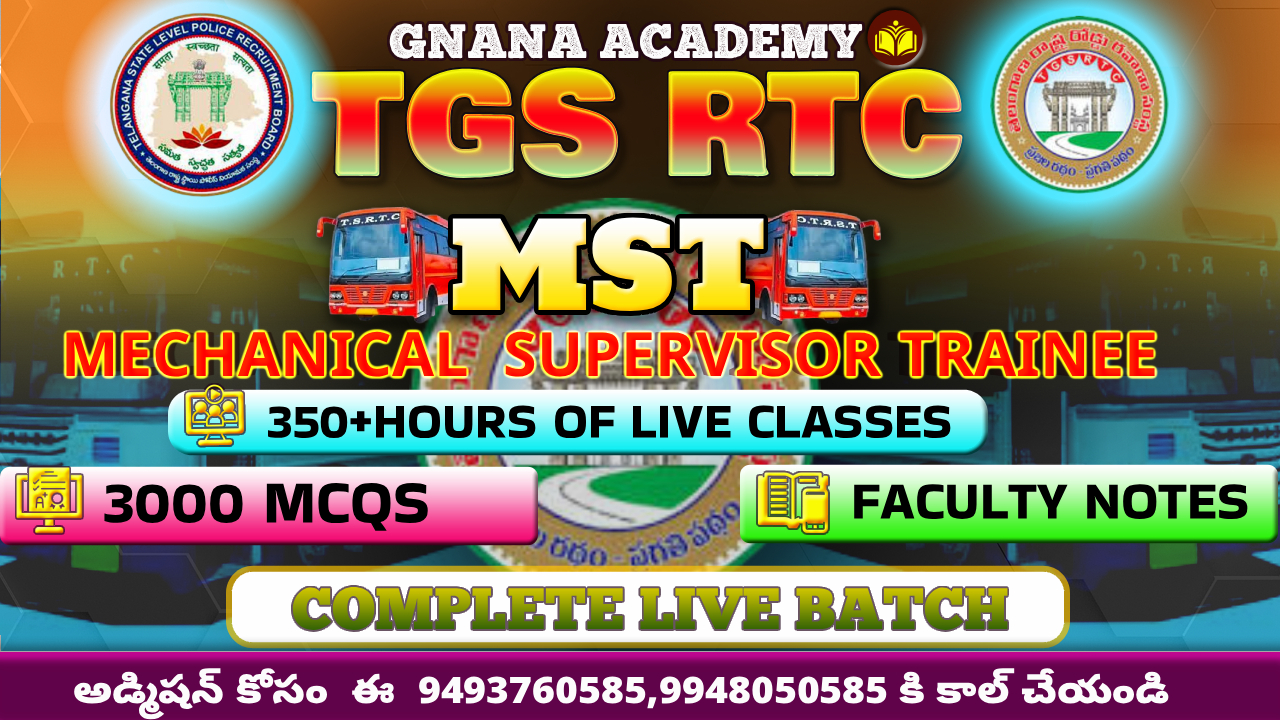 TGS RTC-2025-26 MST(MECHANICAL SUPERVISOR TRAINEE) COMPLETE LIVE BATCH