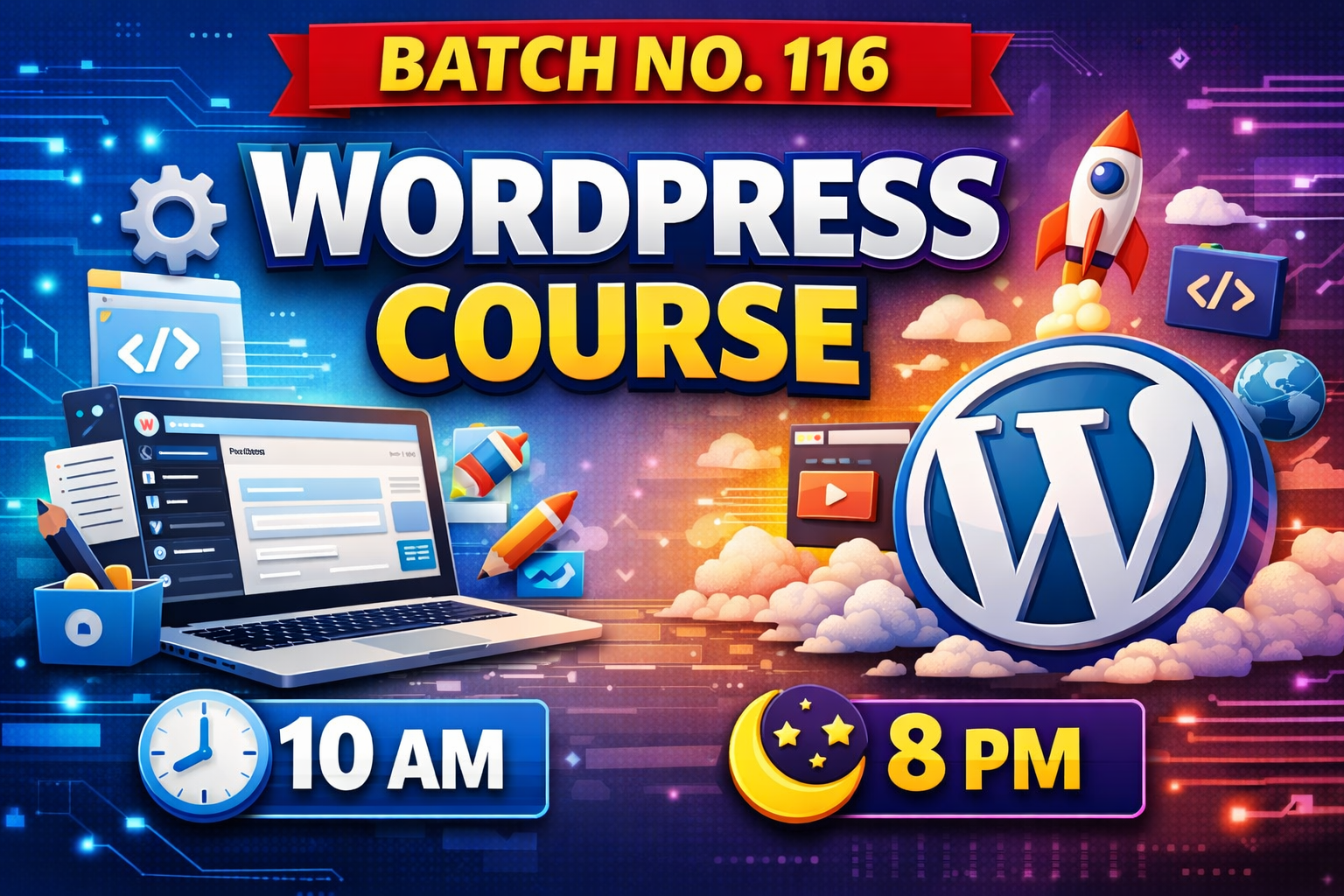 Batch No. 116 (Wordpress 10 AM & 8 PM)