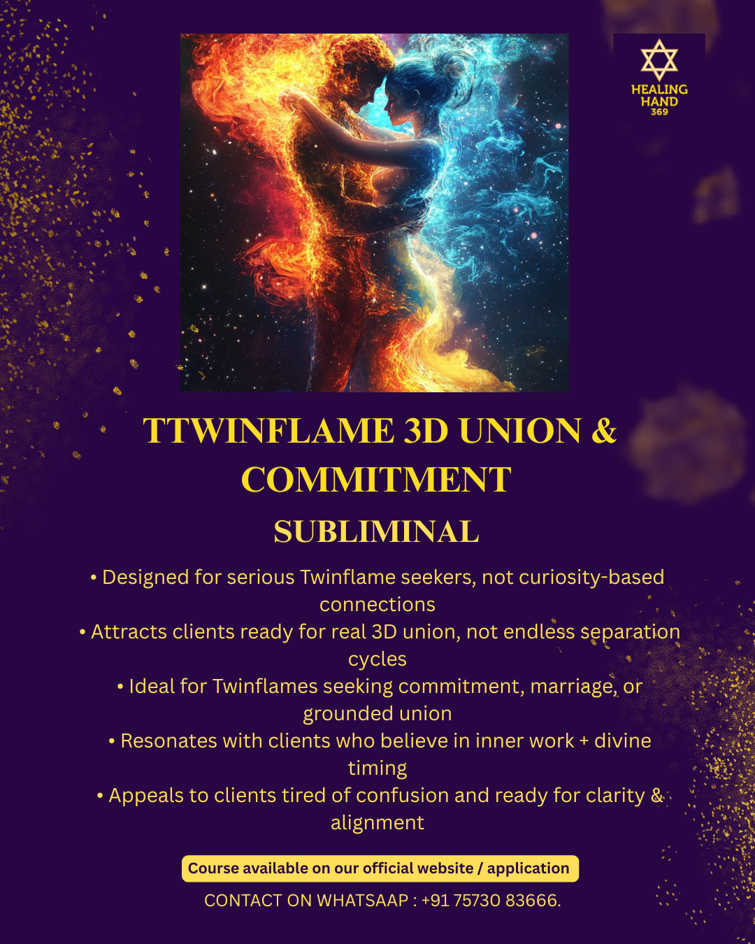 3 MONTHS SUBSCRIPTION TWINFLAME 3D UNION & COMMITMENT 1 SUBLIMINAL 