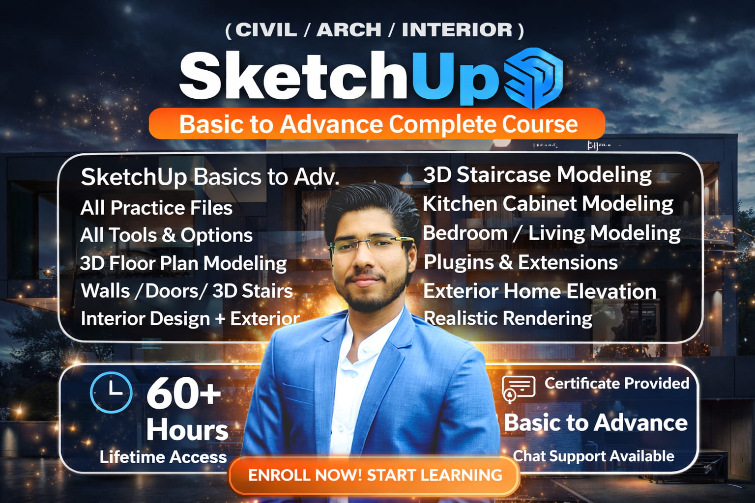 Complete SketchUp Pro 2025-26 Basic to Advance Course (Weekly Videos)