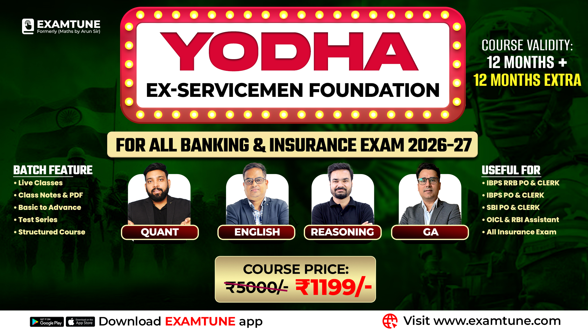 Ex - Servicemen - Yodha Banking Foundations Batch Prelims + Mains 2026-27 ( All Subjects )