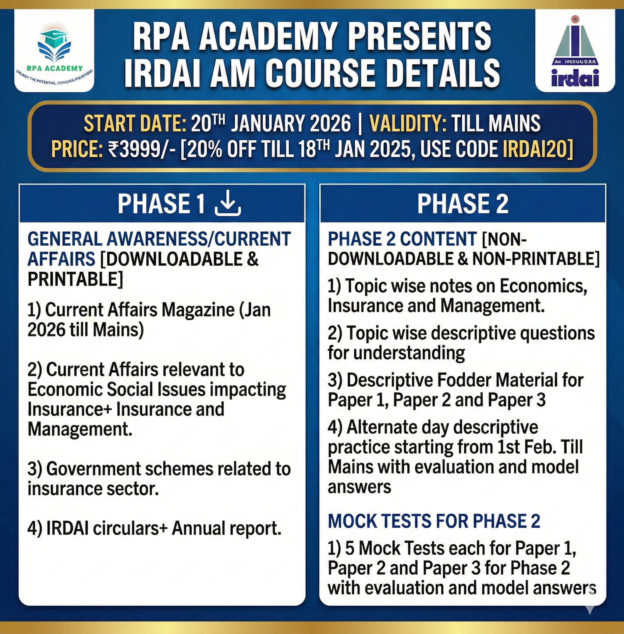IRDAI AM 2026 COURSE