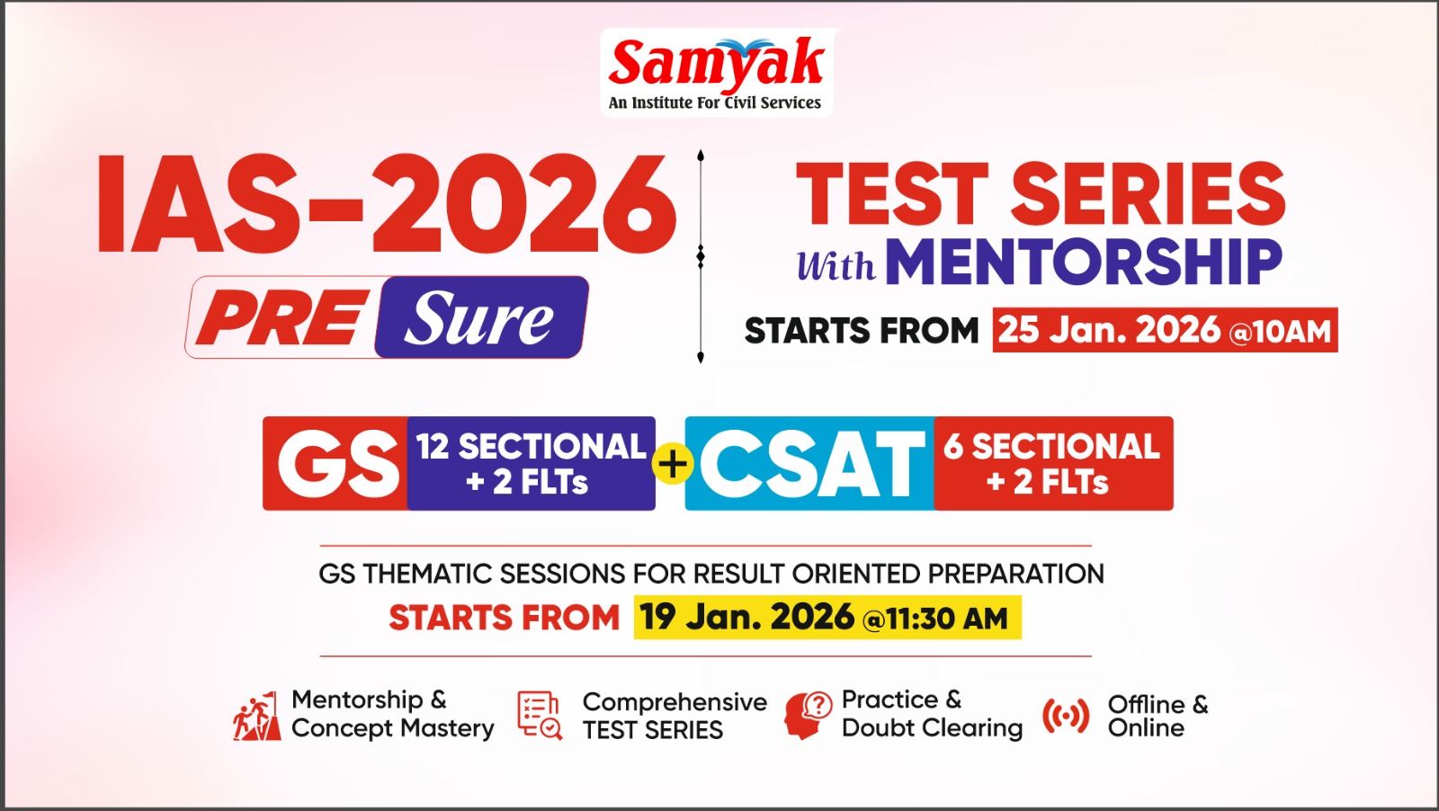IAS-2026 PRE-Sure | TEST SERIES With MENTORSHIP From 25 January 26