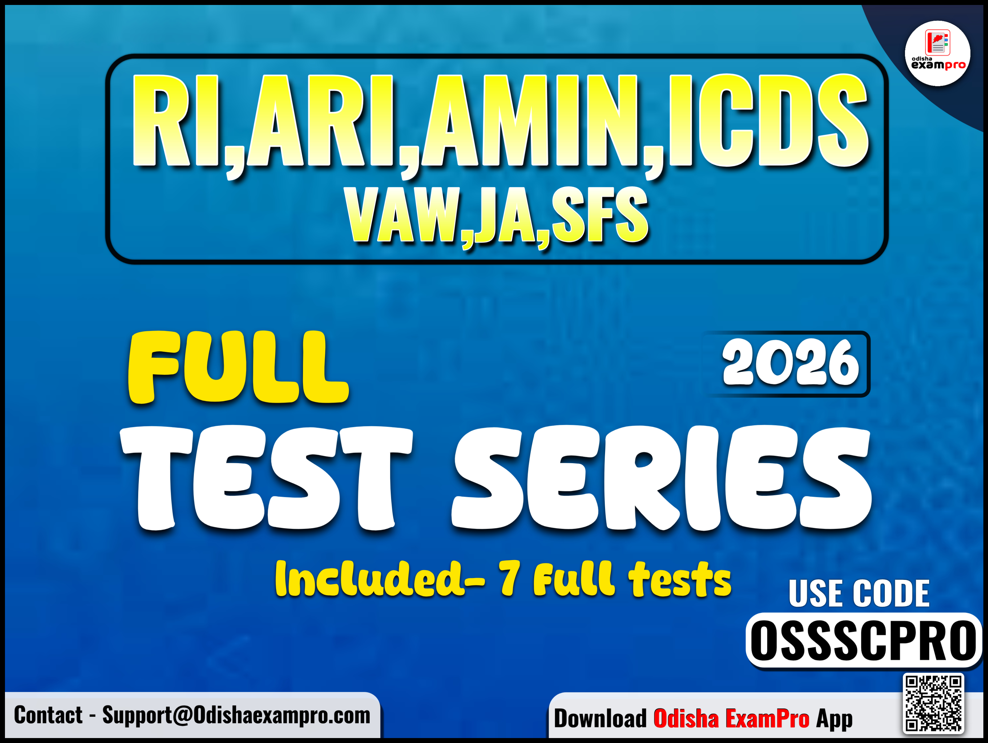 OSSSC RI,ARI,AMIN,ICDS,VAW,JA,SFS-TEST SERIES