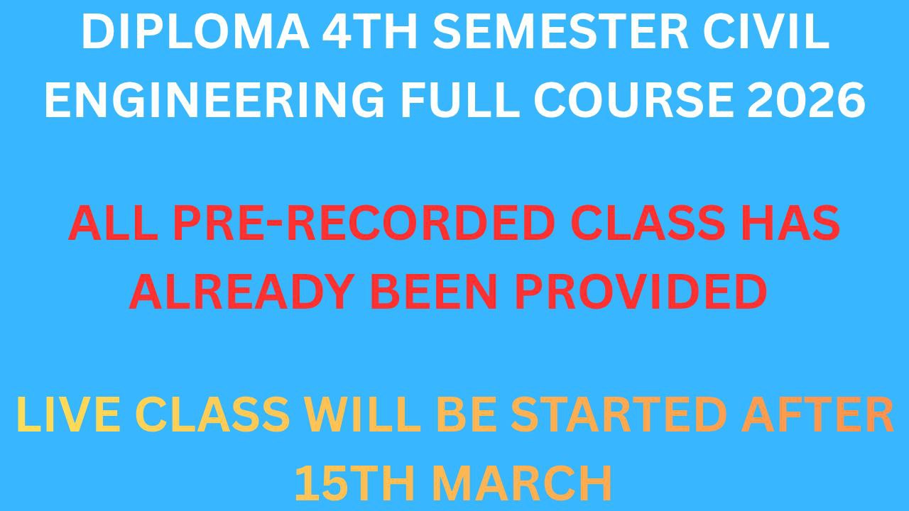 DIPLOMA 4TH SEMESTER CIVIL ENGG FULL COURSE 2026  (WBSCTE)